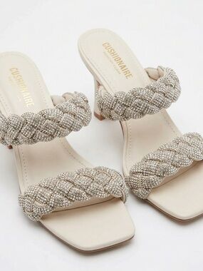 Women's Elegant Silver Braided Heels